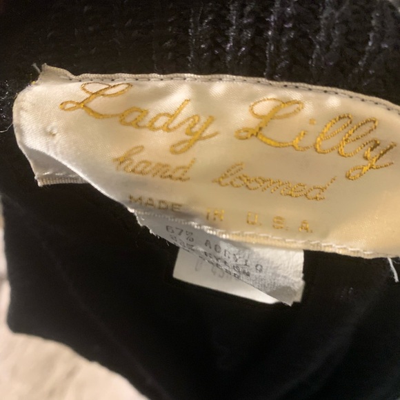 Vintage HAND-LOOMED Dressy Sweater,SLENDERIZING Black with Large Sparkling Gems! - Picture 3 of 12